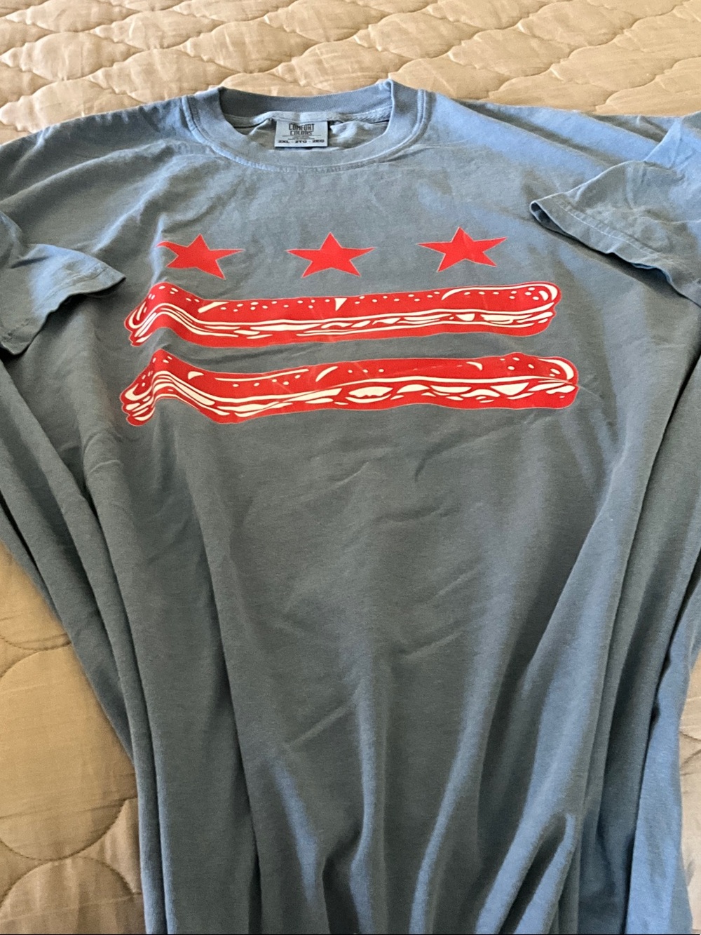 Comfort Colors Blue Short Sleeve Tee with Red Graphic